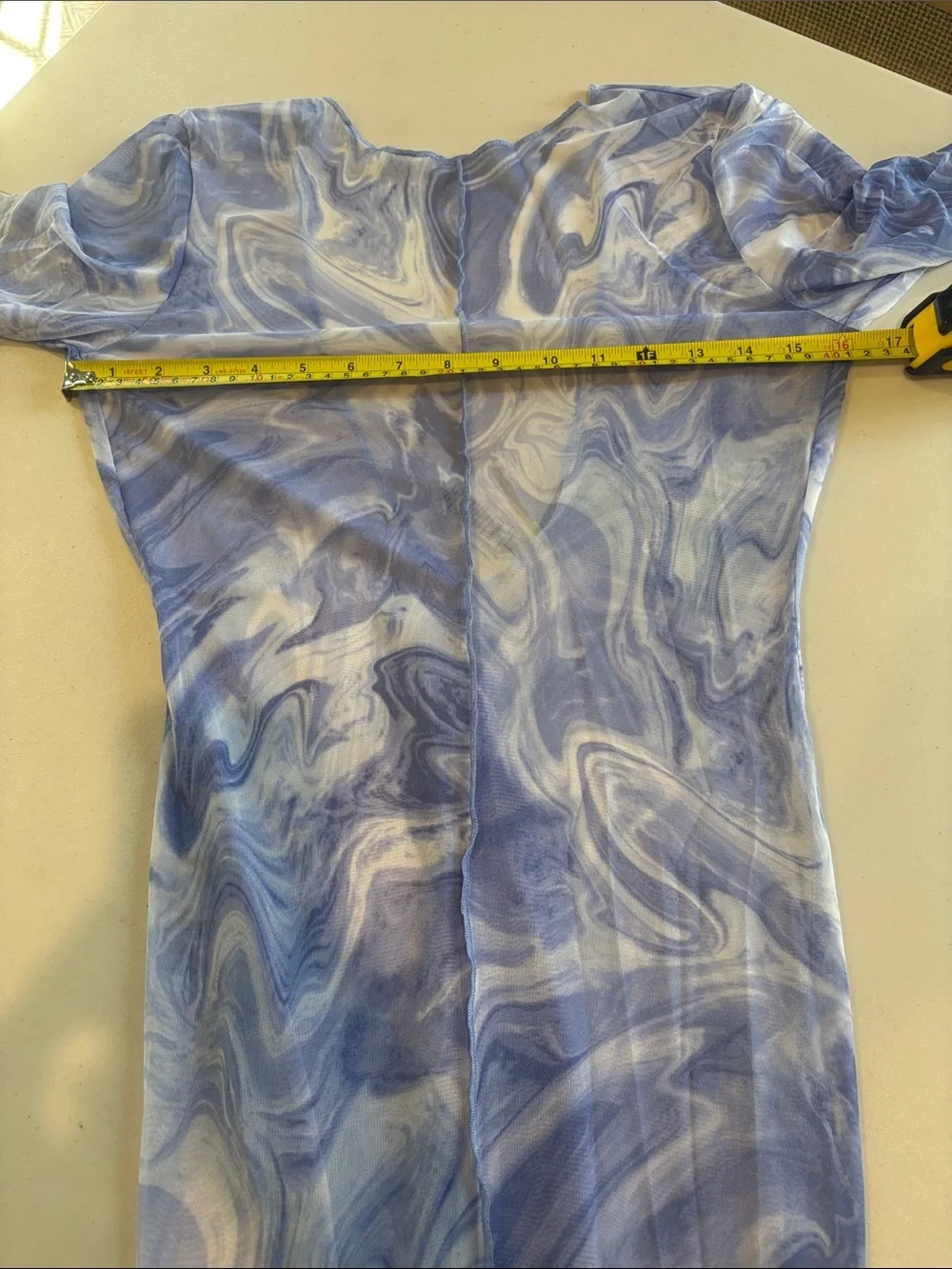 Naked Wardrobe Swim - Back on the Low Cover up dress. sheer blue. Large. NWT
